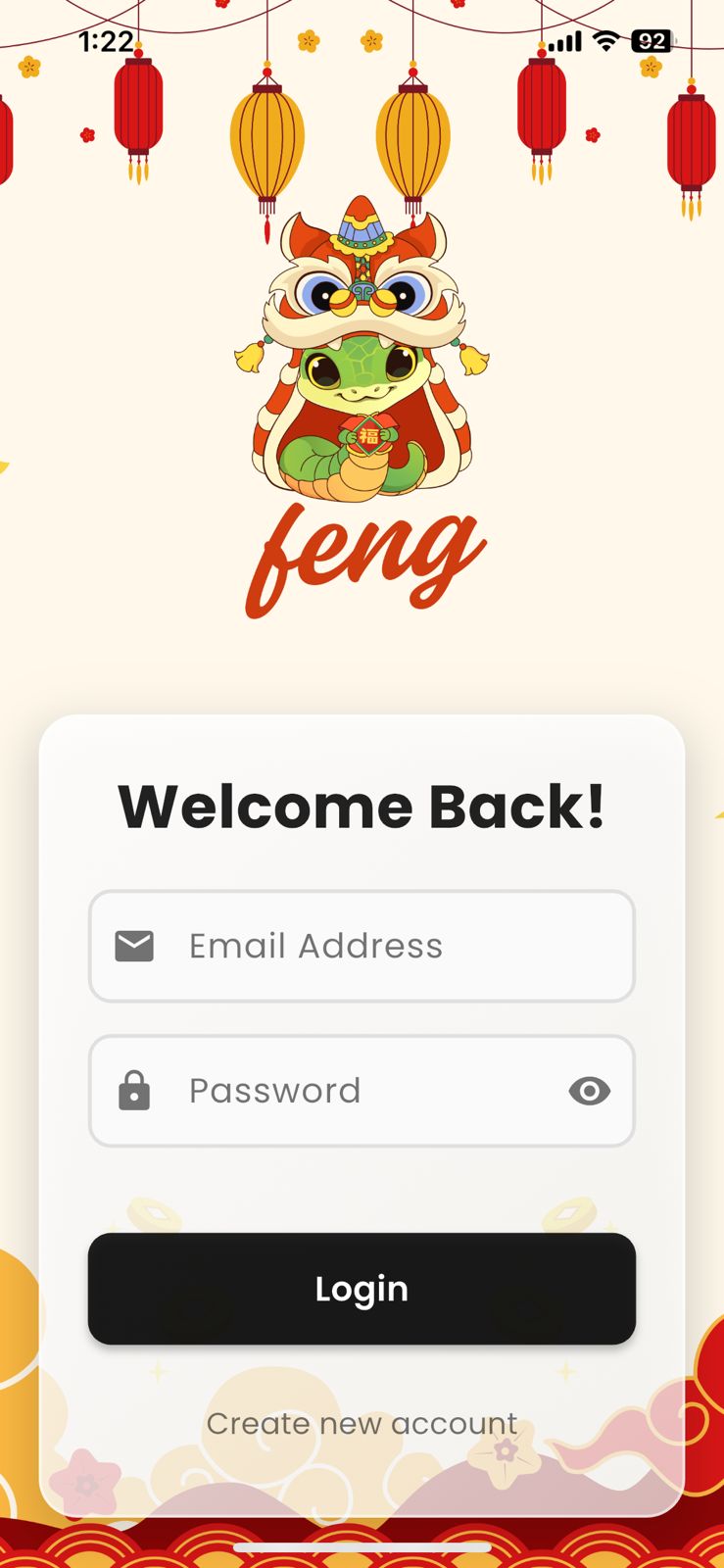 Feng App Welcome Screen